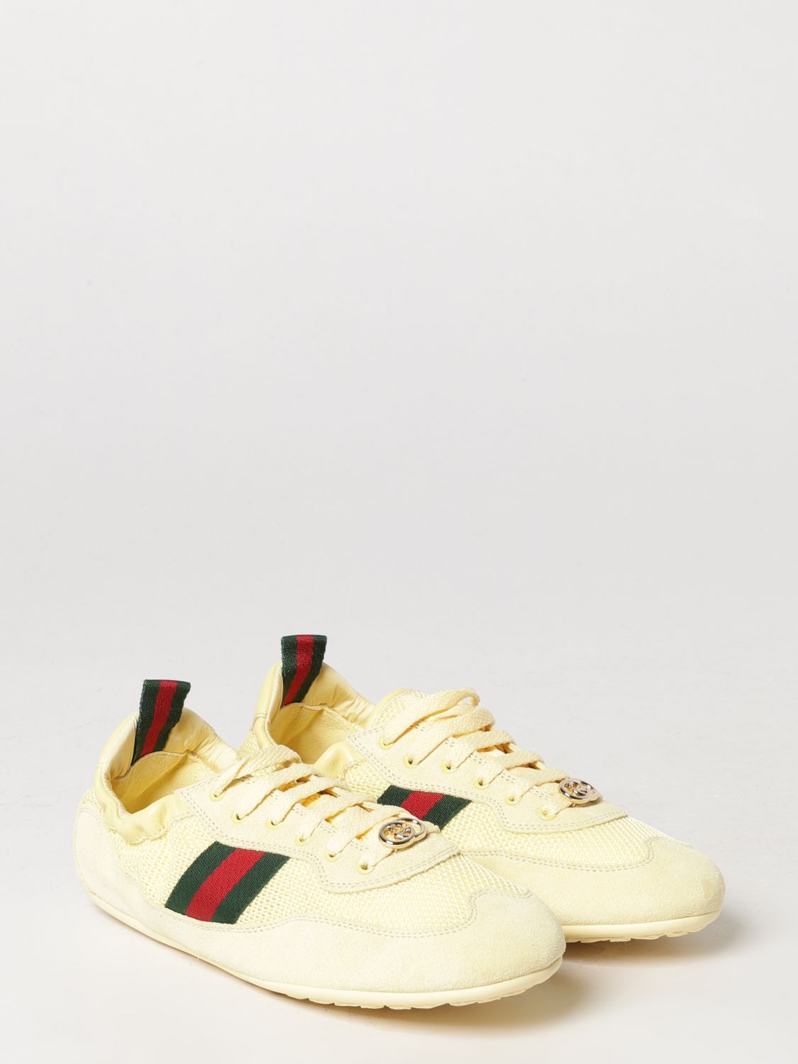 shift low-top suede and mesh sneakers with web stripe