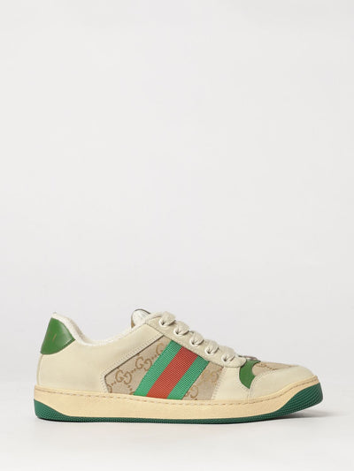 screener low-top leather and cotton sneakers with gg monogram