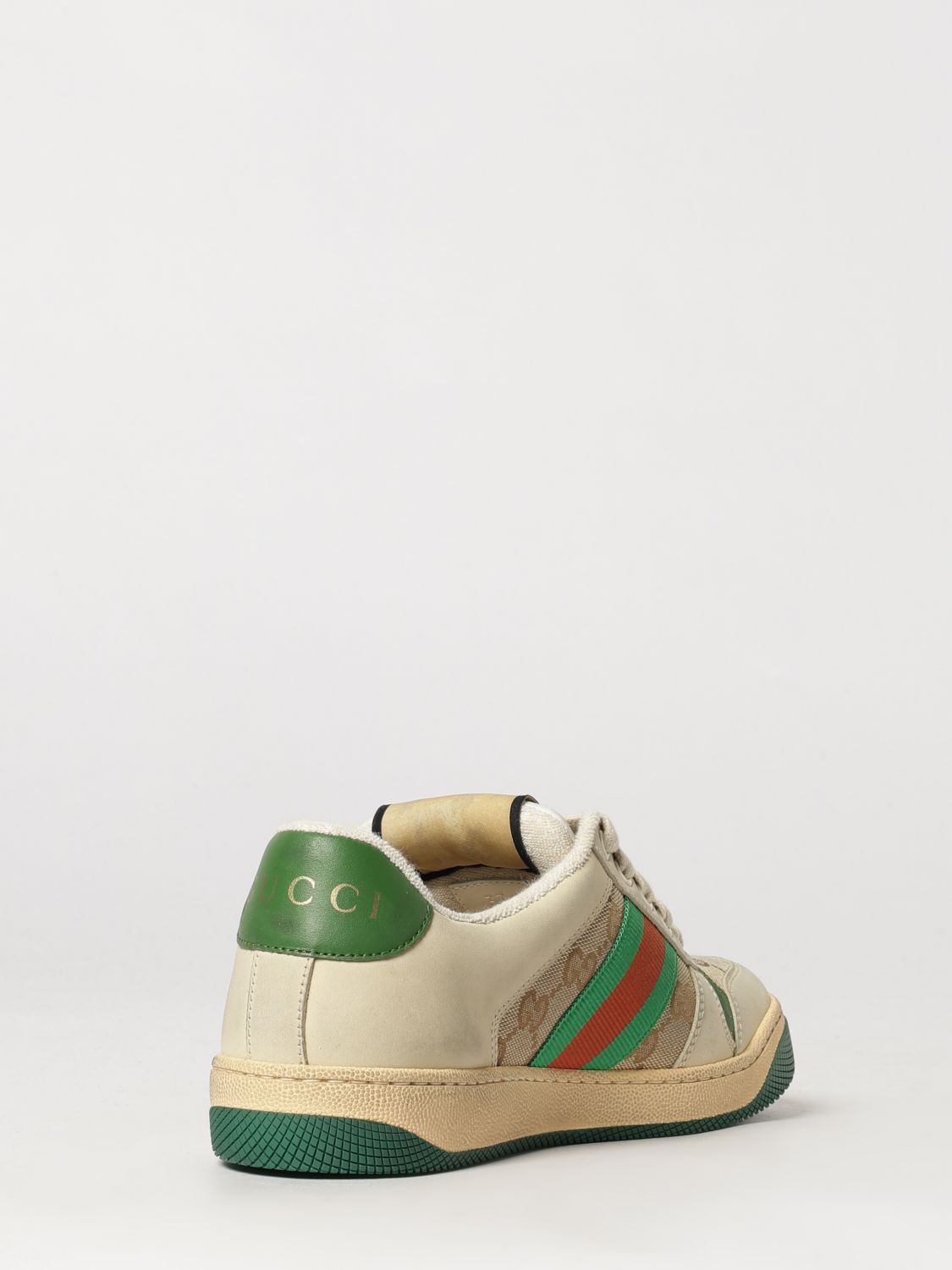screener low-top leather and cotton sneakers with gg monogram