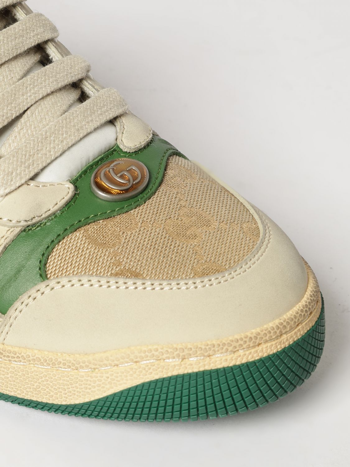 screener low-top leather and cotton sneakers with gg monogram