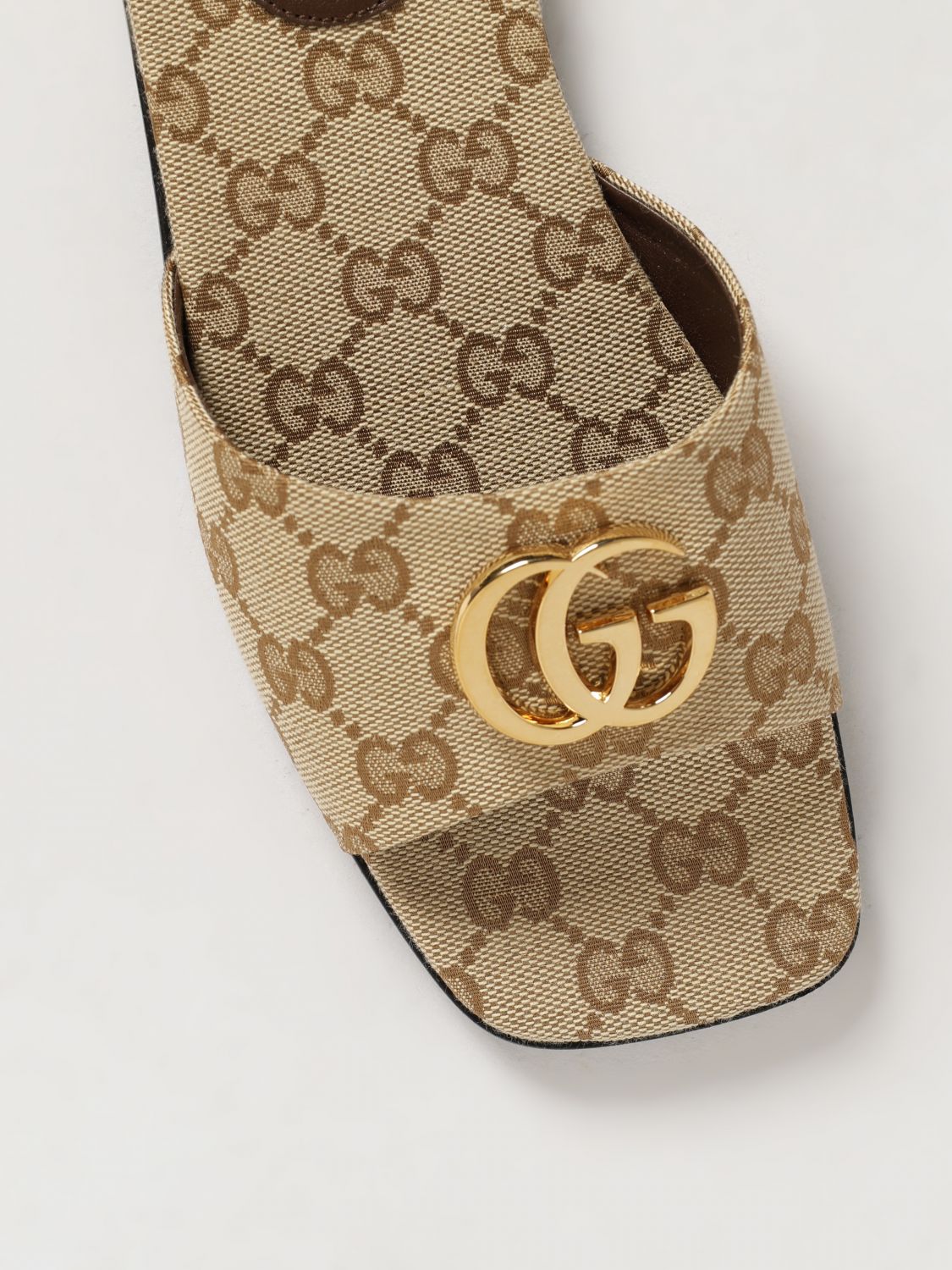 jacquard cotton mules with gg monogram and square toe