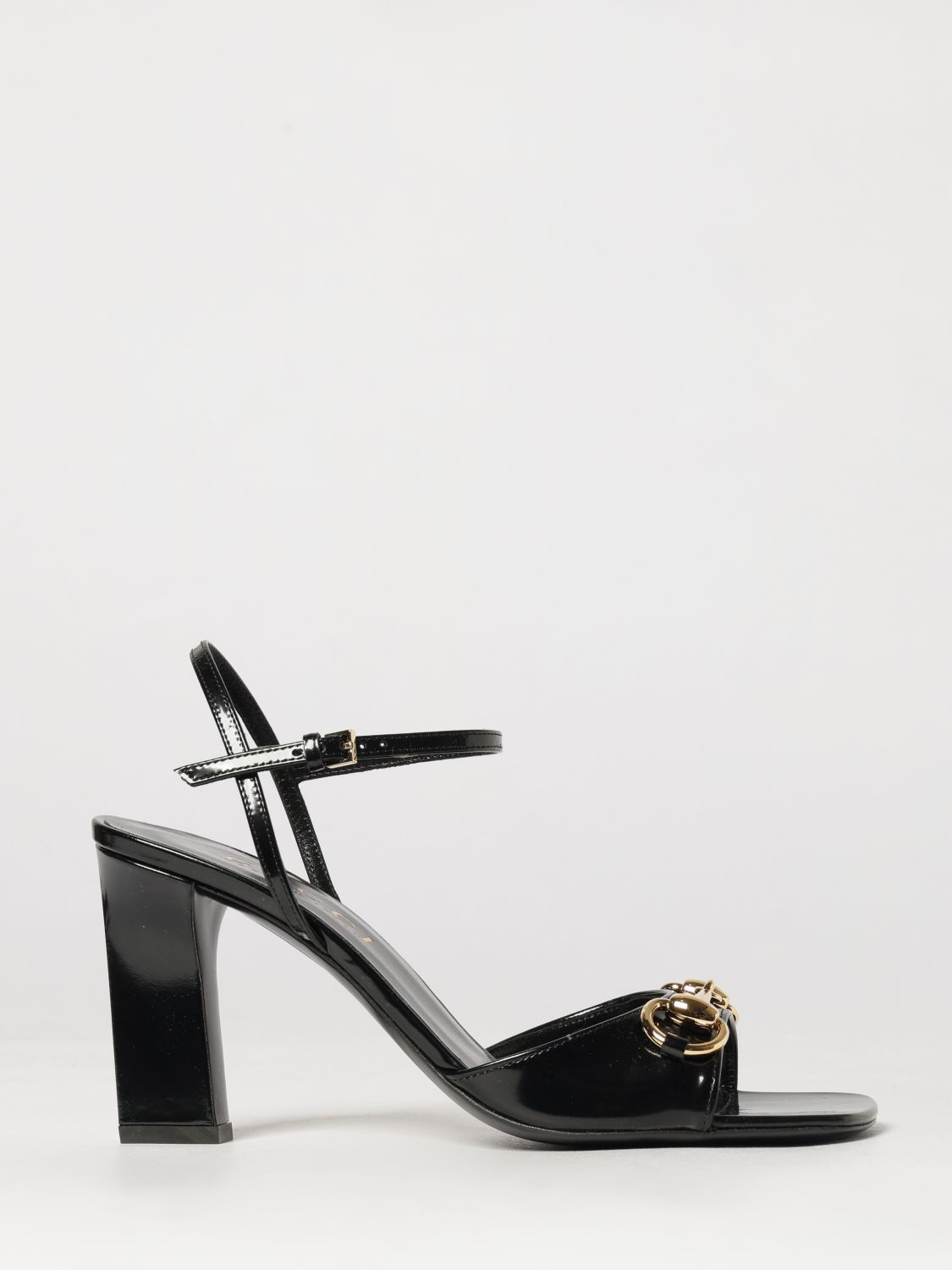 signora brushed leather sandals with horsebit detail and high heel