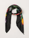 gg monogram floral print square silk scarf