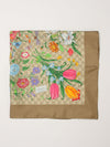 gg monogram floral print square silk scarf