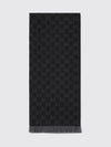 gg monogram jacquard wool scarf with fringed edges