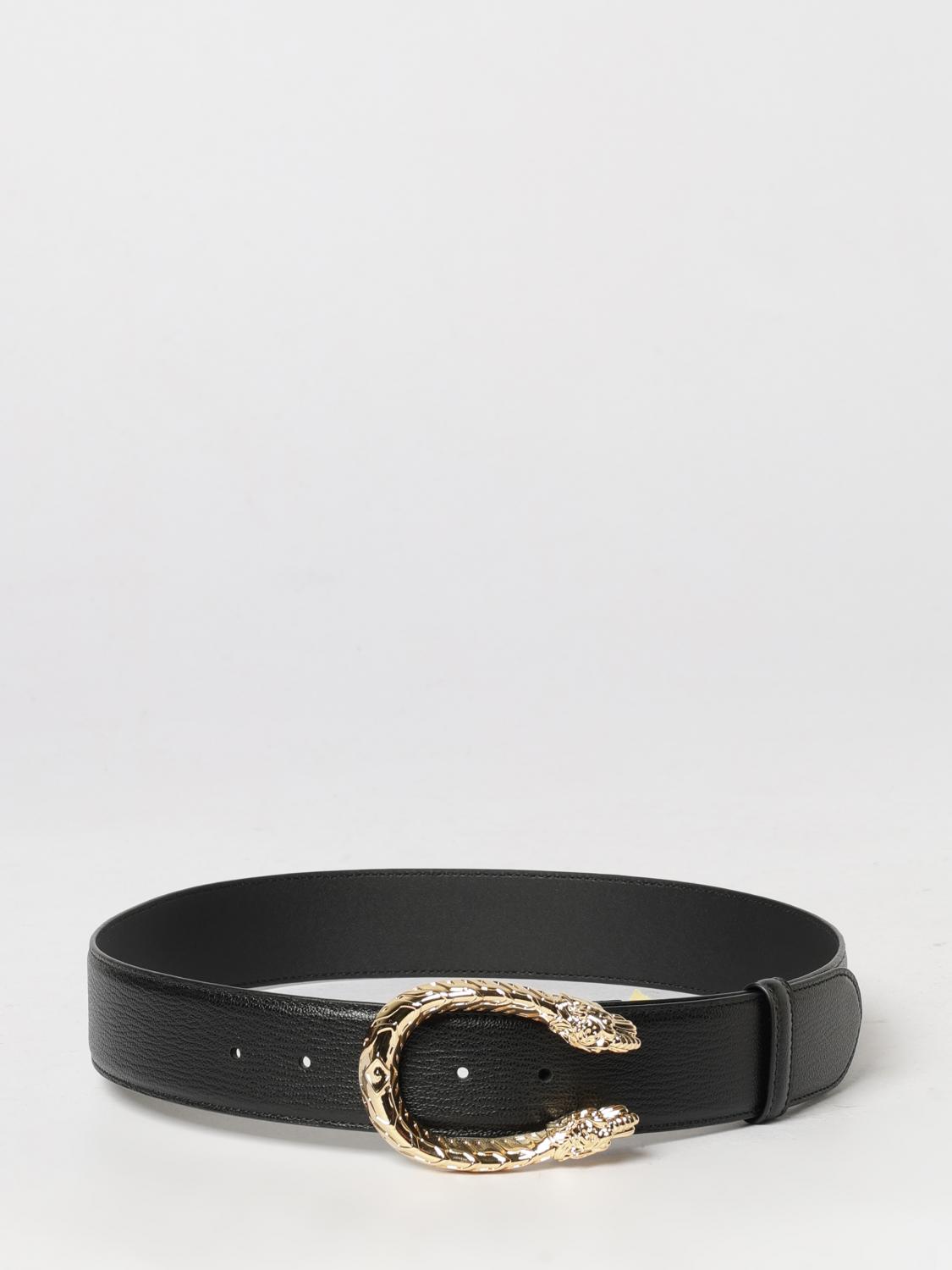 leather belt with logo buckle