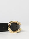 leather belt with logo buckle