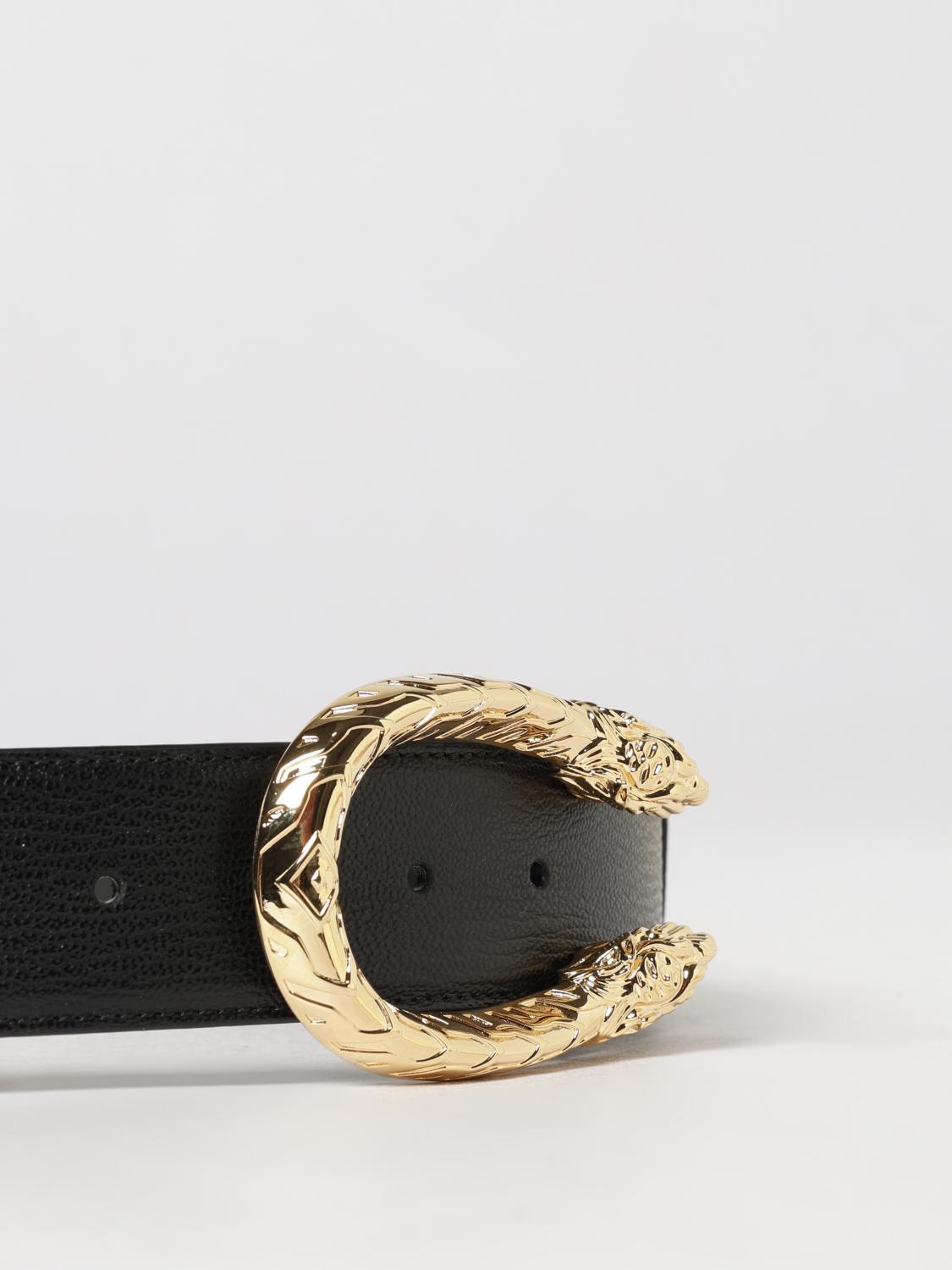 leather belt with logo buckle