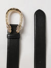 leather belt with logo buckle