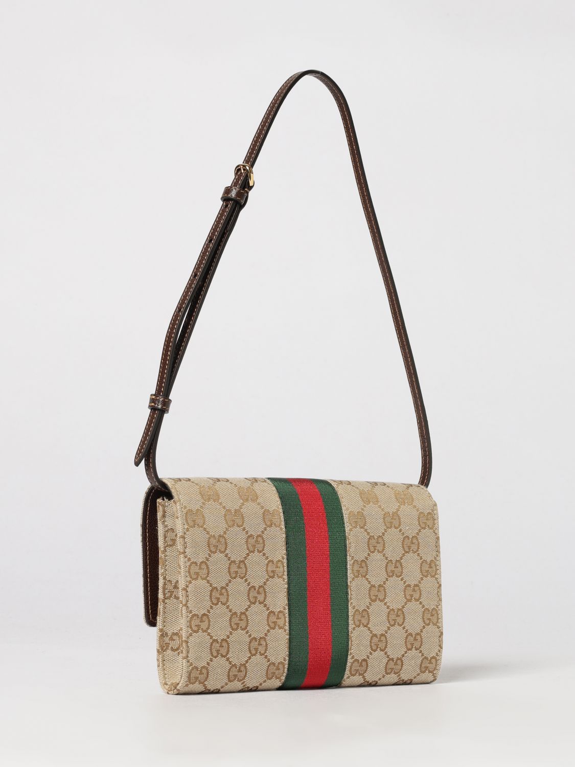 striped monogram jacquard mini bag with horsebit detail