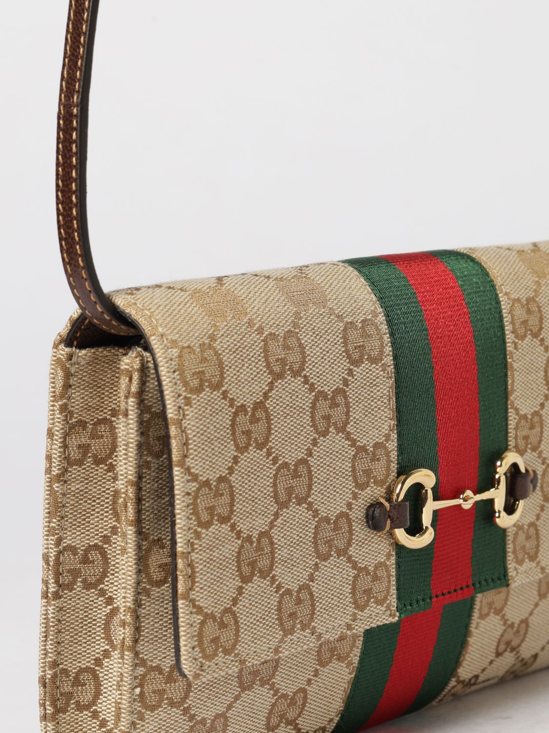striped monogram jacquard mini bag with horsebit detail