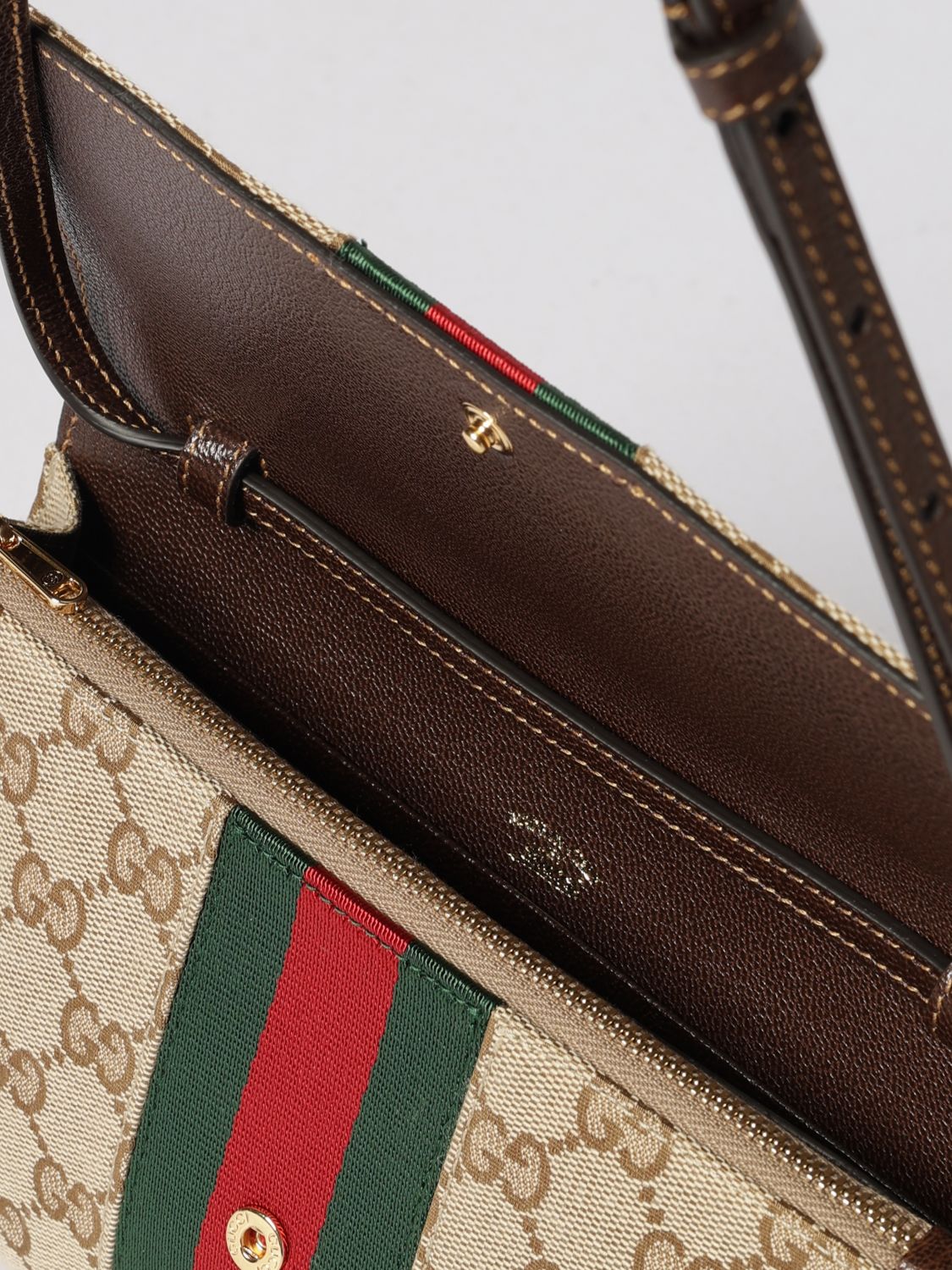 striped monogram jacquard mini bag with horsebit detail