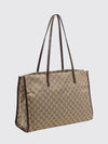 londra monogram jacquard shoulder bag with double leather handle