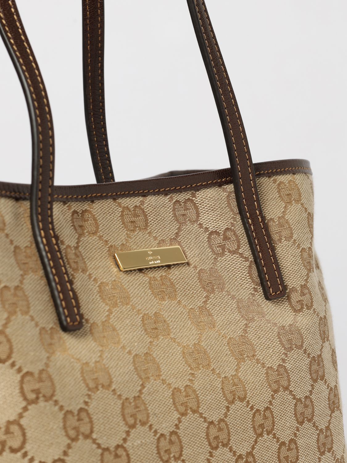 tribeca gg monogram jacquard fabric shoulder bag with double handles