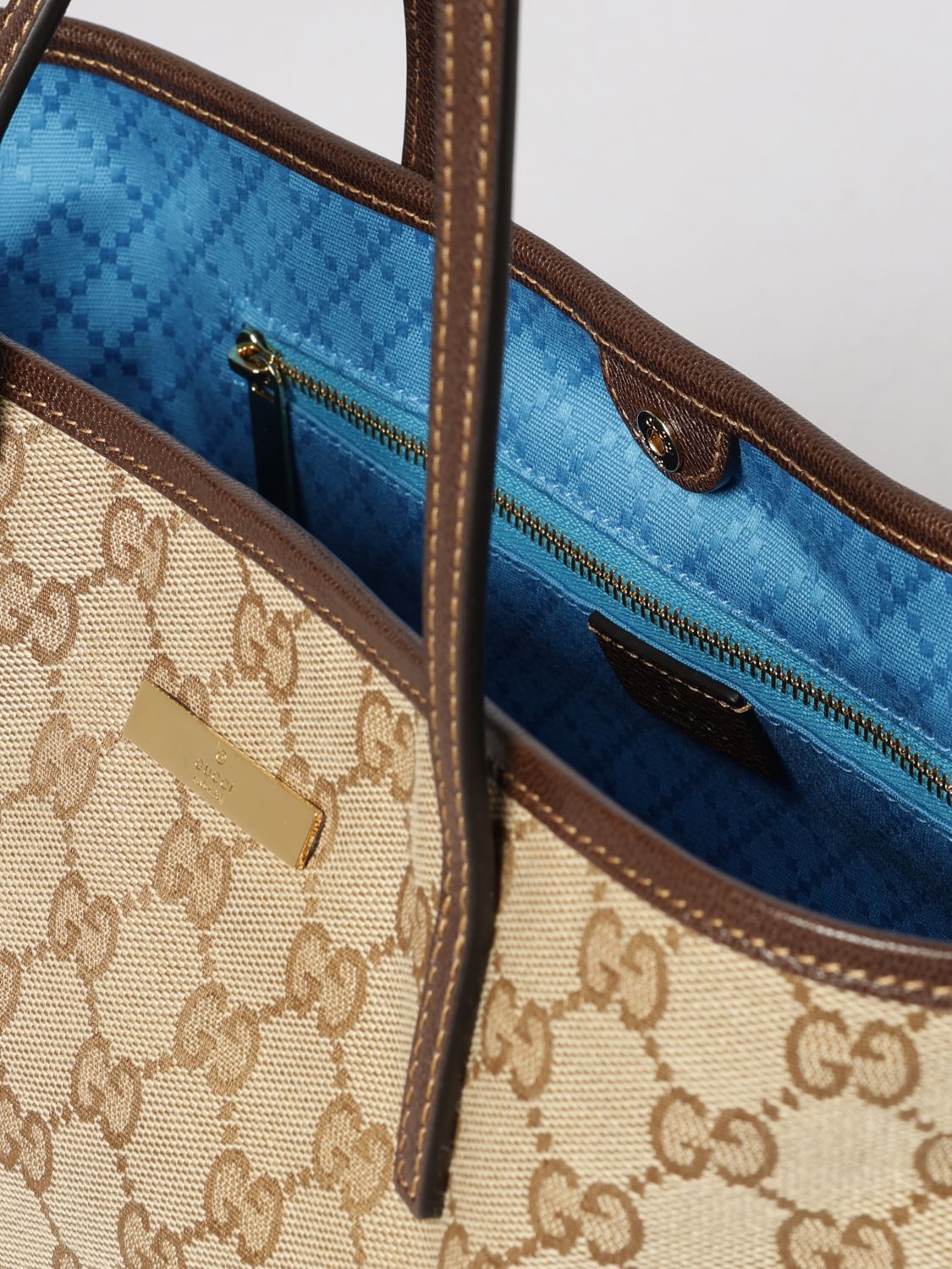 tribeca gg monogram jacquard fabric shoulder bag with double handles