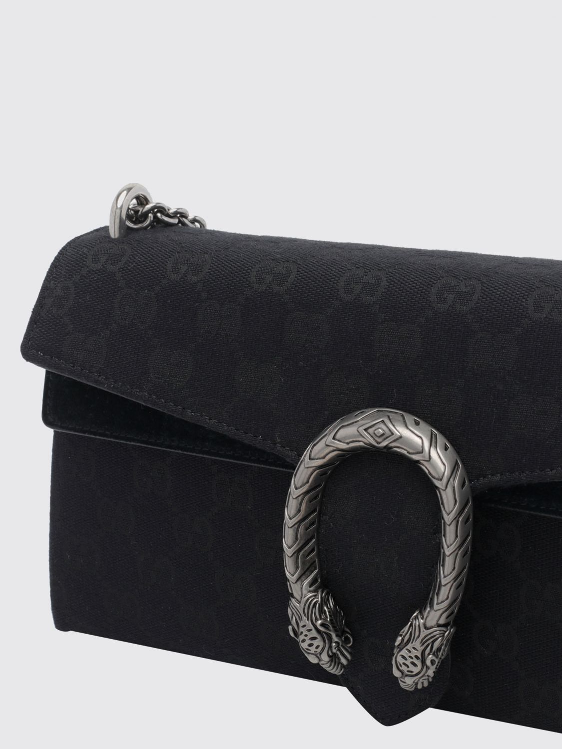dionysus monogram fabric and leather shoulder bag with chain strap