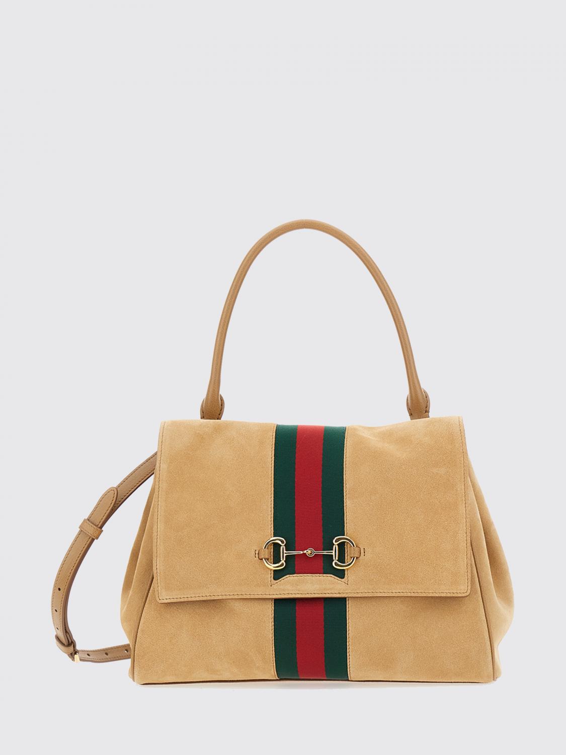 paparazzo suede shoulder bag with horsebit detail and web stripe