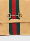 paparazzo suede shoulder bag with horsebit detail and web stripe