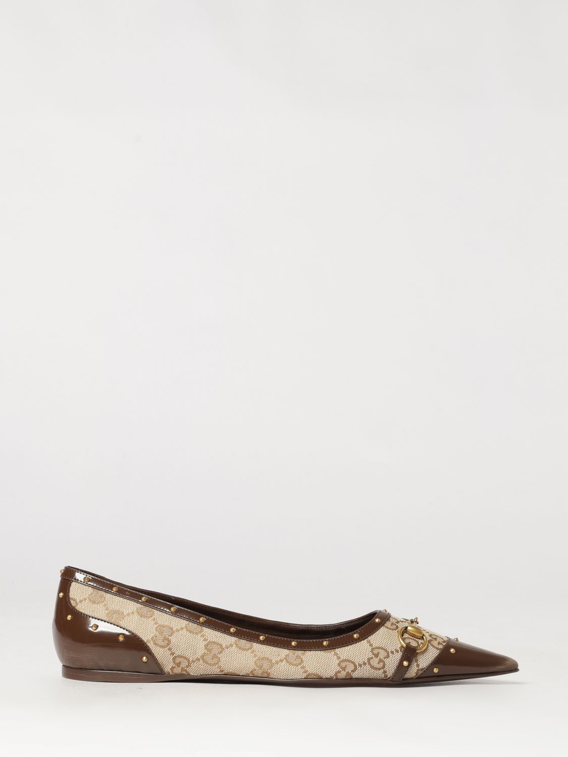 gg monogram canvas and leather ballet flats with horsebit