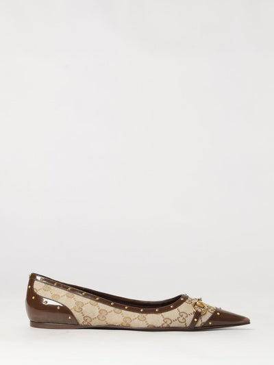 gg monogram canvas and leather ballet flats with horsebit