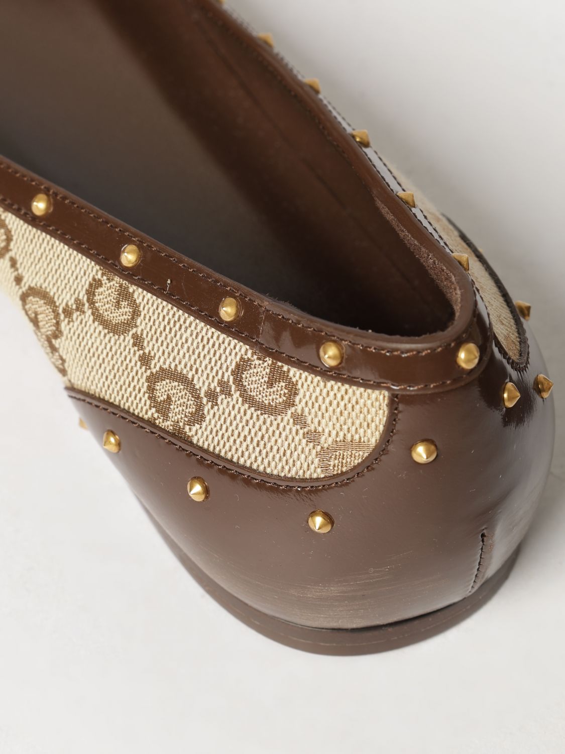 gg monogram canvas and leather ballet flats with horsebit