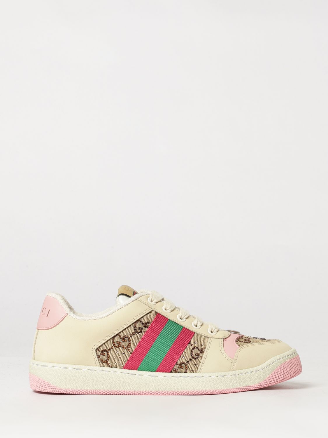 screener jacquard gg monogram leather and cotton low-top sneakers