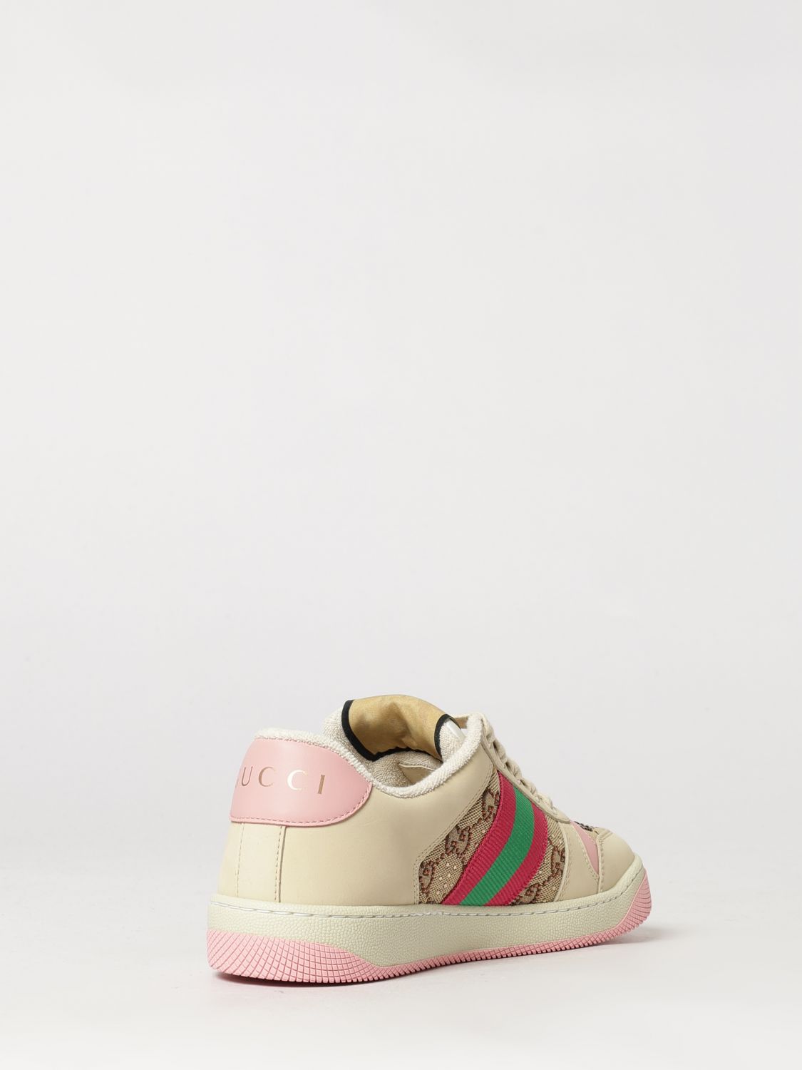 screener jacquard gg monogram leather and cotton low-top sneakers