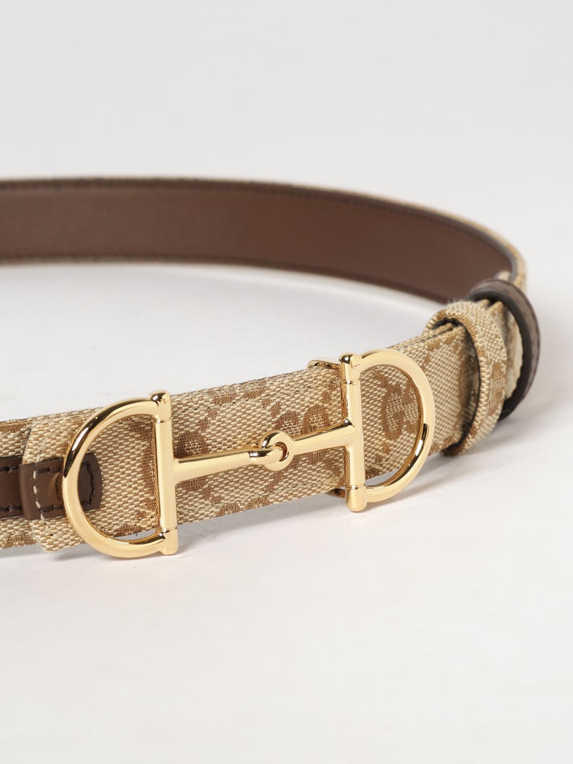 horsebit reversible leather and monogram fabric belt