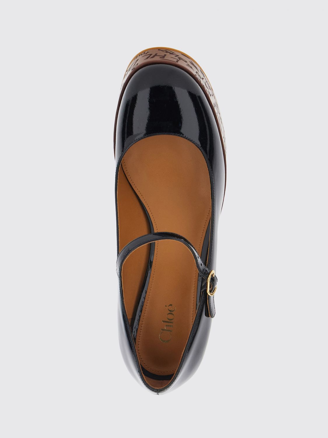 chloé patent leather mary jane shoes with platform wedge heel