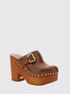 chloé jeanette calfskin sabot mules with high heel and studs