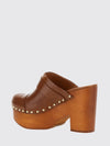 chloé jeanette calfskin sabot mules with high heel and studs