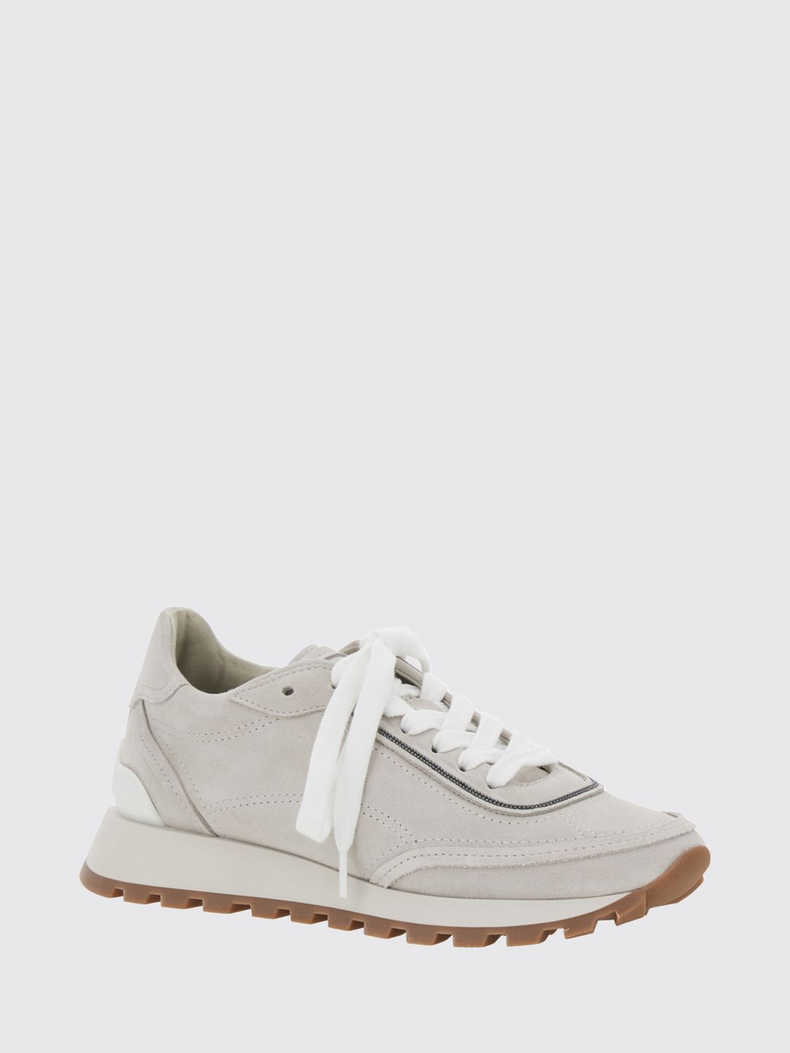 suede calfskin low-top trainers with monili
