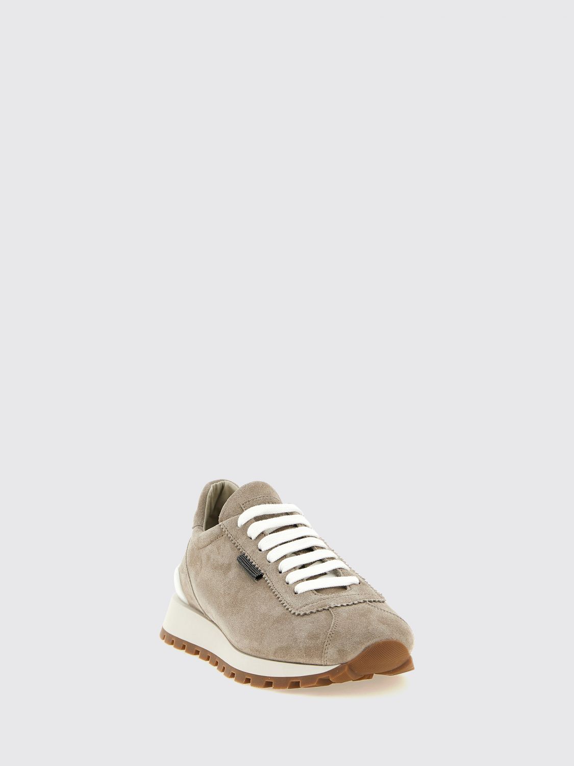 suede calfskin low-top trainers with monili detail