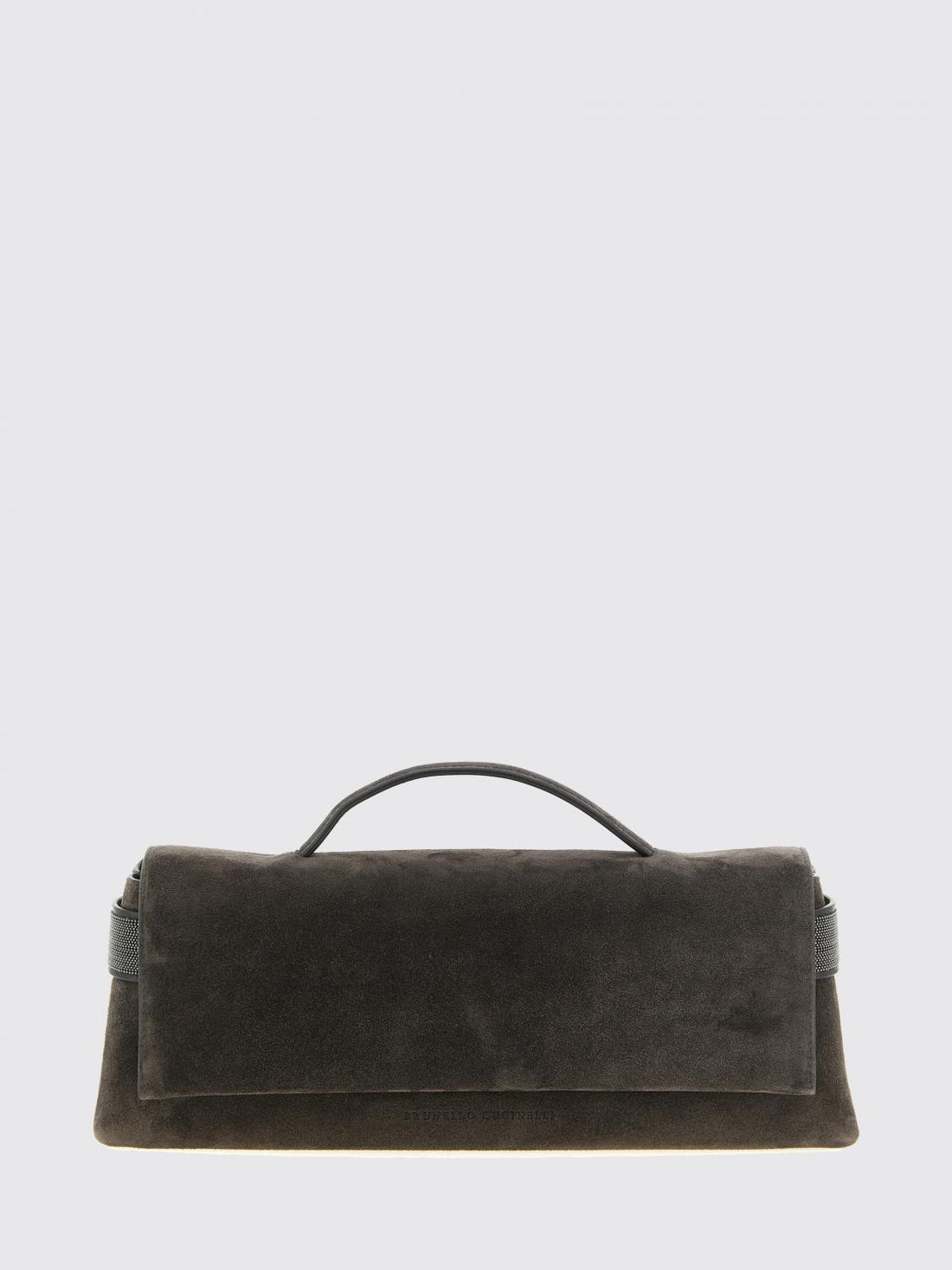 BRUNELLO CUCINELLI OS suede calfskin clutch with monili embellishment