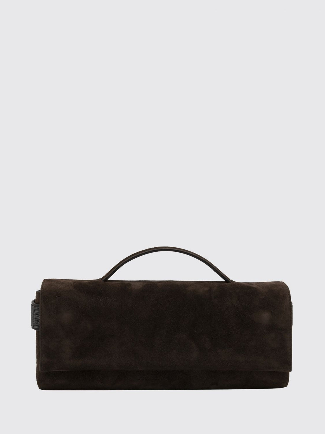 BRUNELLO CUCINELLI OS suede calfskin clutch with monili embellishment