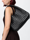 medium campana intrecciato leather shoulder bag