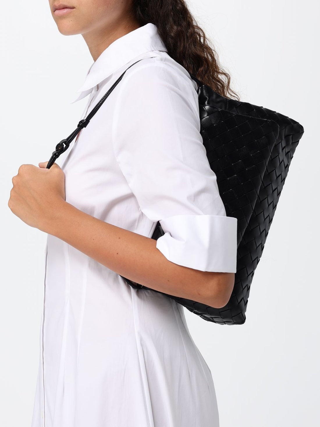 BOTTEGA VENETA OS small intrecciato calfskin shoulder bag with knot detail