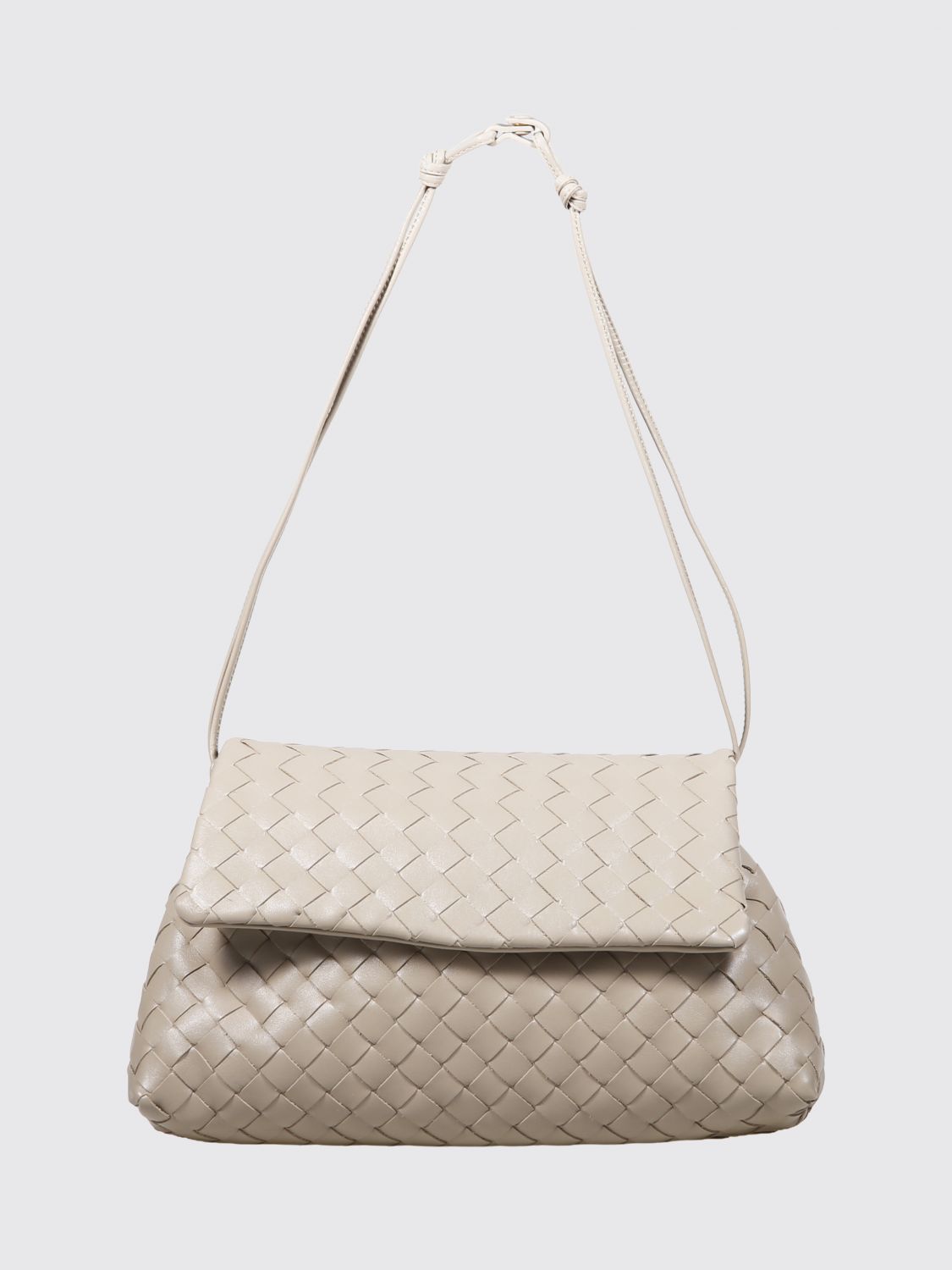 small intrecciato calfskin shoulder bag with knot detail