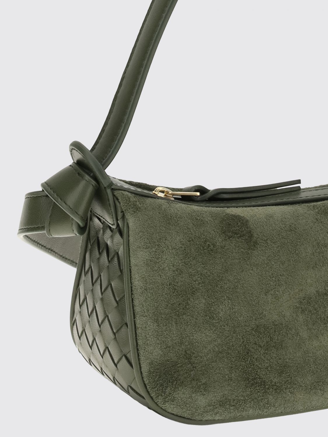 small nodo intrecciato suede shoulder bag