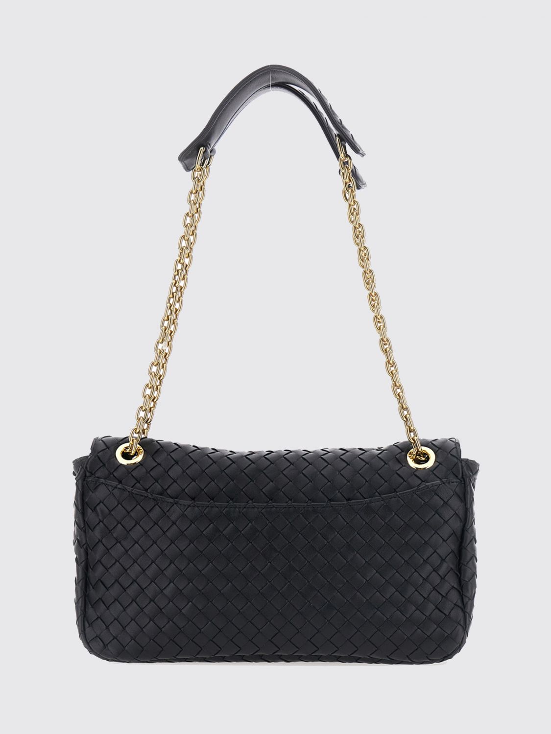 madison shoulder bag in intrecciato leather with chain strap