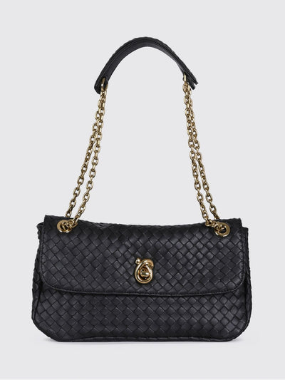 madison shoulder bag in intrecciato leather with chain strap