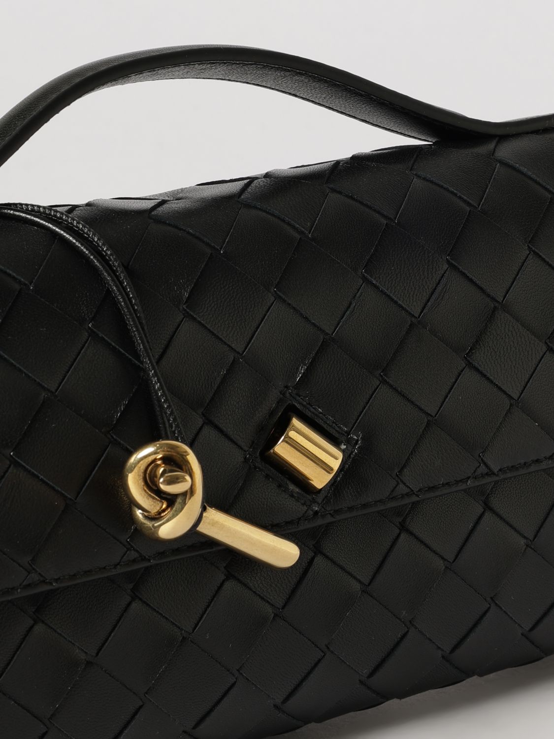 medium andiamo intrecciato lambskin top handle bag