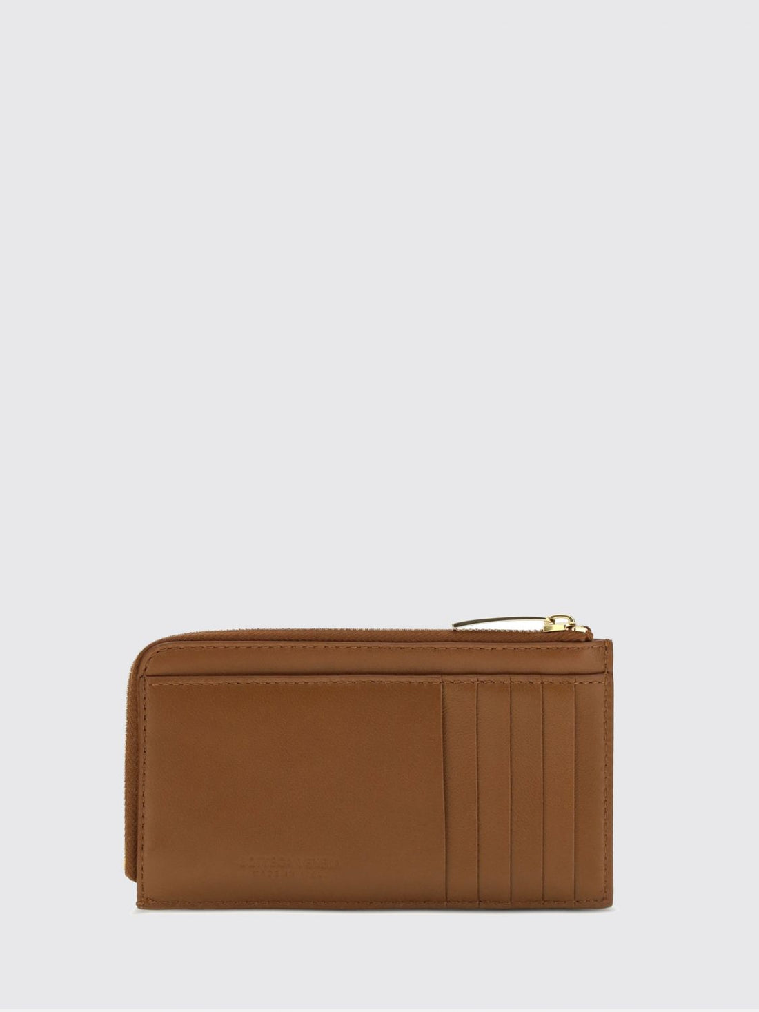 BOTTEGA VENETA OS zipped flat card holder in intrecciato lambskin leather
