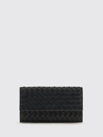 bifold zipped wallet in intrecciato lambskin leather