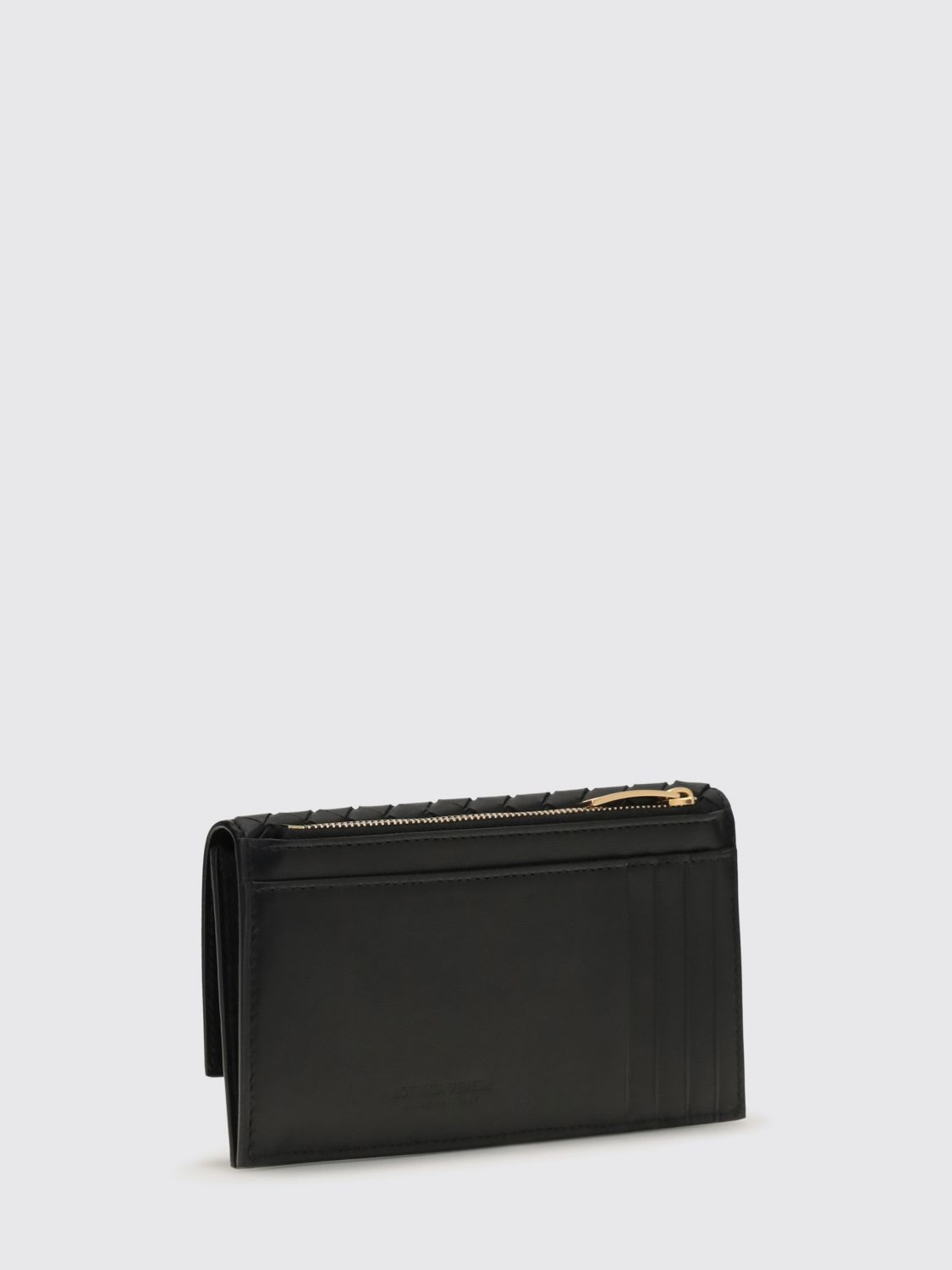 bifold zipped wallet in intrecciato lambskin leather