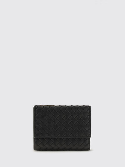trifold wallet in intrecciato lambskin leather