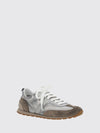 bicolour laminated and suede leather trainers with monili