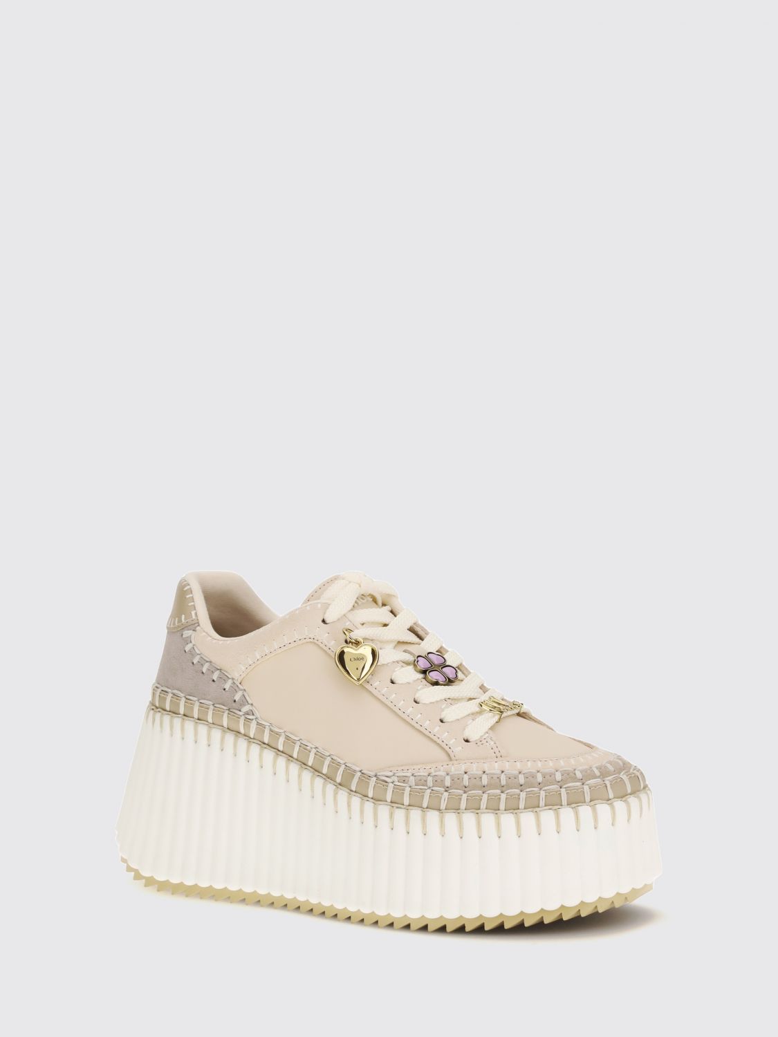 chloé nama suede platform sneakers with contrast stitching
