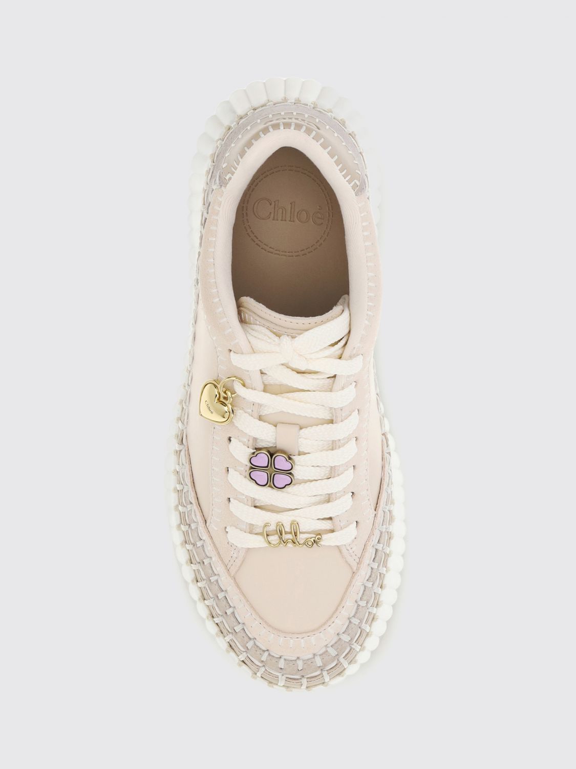 chloé nama suede platform sneakers with contrast stitching