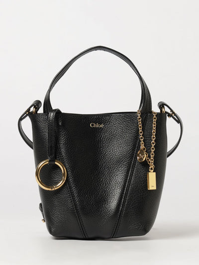 spin mini grained calfskin handbag chloé with ring detail